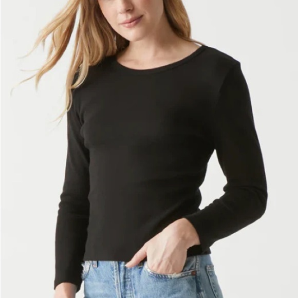 Michael Stars Emma Cropped Long Sleeve Tee – One Size - Picture 1 of 6